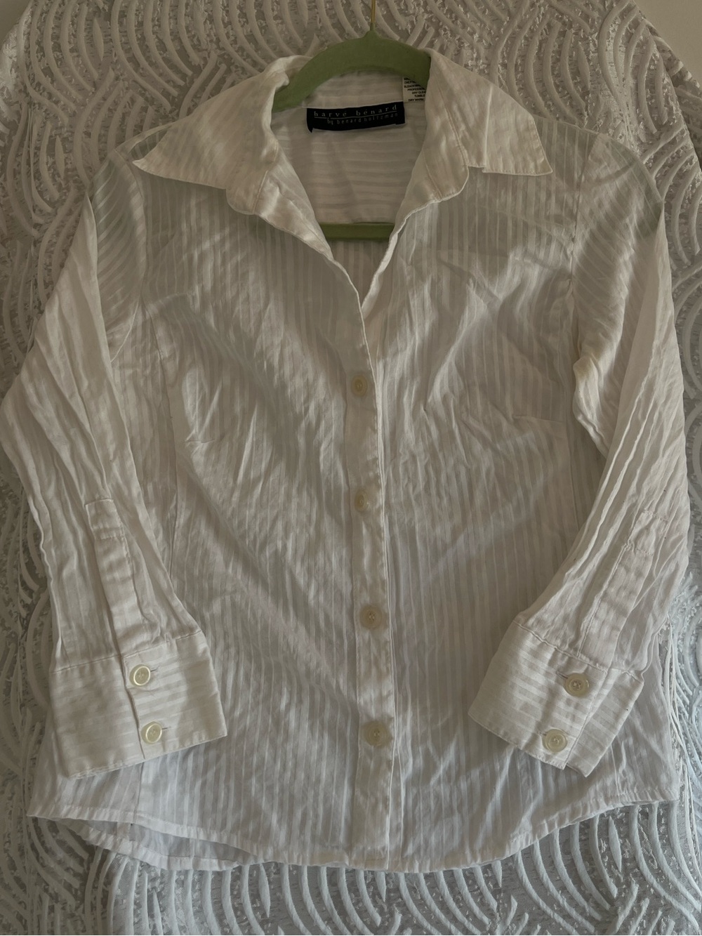 Harve Benard White Button-Front Collared Blouse